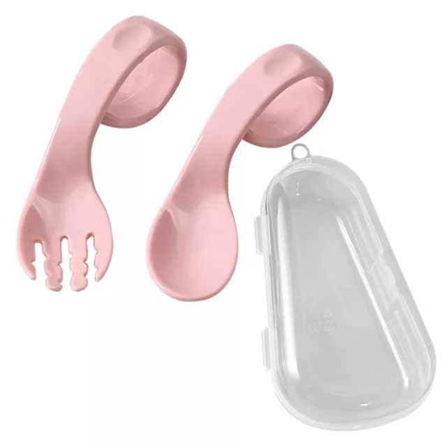 1 Set Offset Spoon Soft Texture Easy-hold Short Handle Fork Spoon Set Adaptive