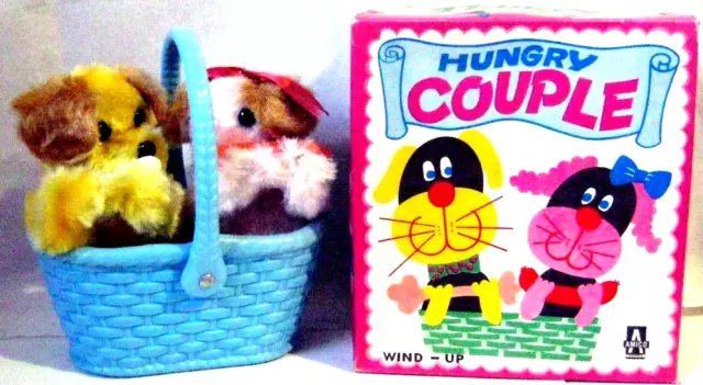 Automate Mecanique - Chiens Dans Un Panier "Hungry Couple"- Amico -Made In Japan