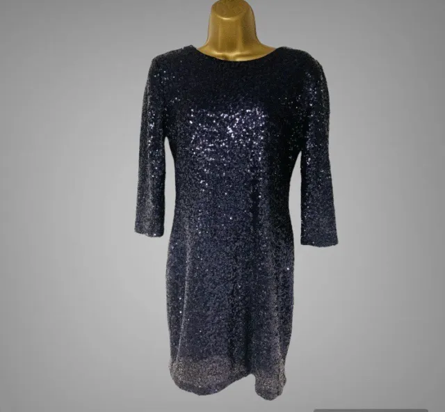TFNC London Blue Sequinned Bodycon Dress Size Large (12/14) Party Cruise
