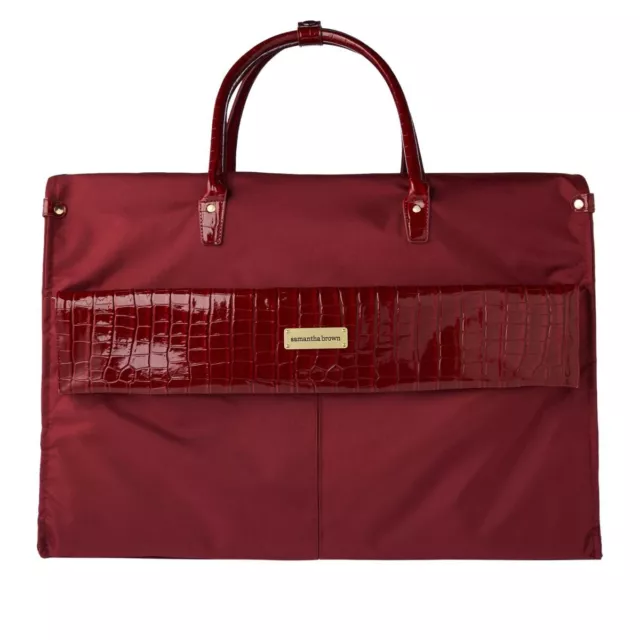 Samantha Brown Croco Detail Large Weekender Travel DUFFLE Luggage- Burgundy