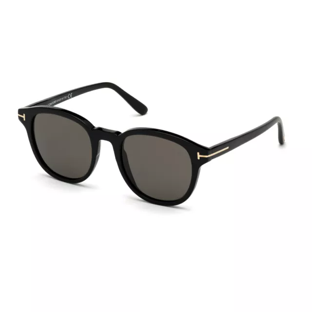 Tom Ford Jameson TF752-N 01A Black Round Plastic Sunglasses 52-21-145 FT752-N