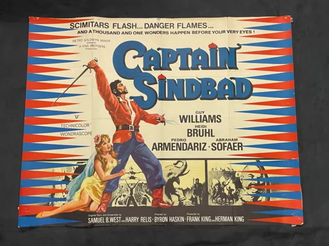 Captain Sinbad, Original 1977 Cinema Poster Vintage, UK Quad 30" x 40"