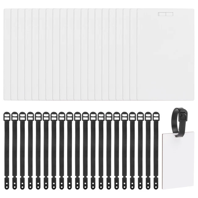 10 Sets Sublimation Luggage Tag Blanks Rectangle Shape with Strap 96mm x 60mm