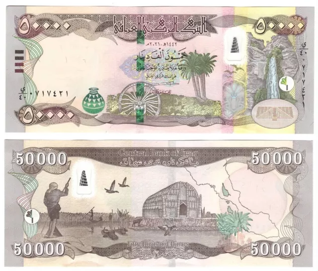 100000 Iraqi Dinar 50,000 (2 x 50,000) Year 2020-2021 Crisp & Uncirculated!!