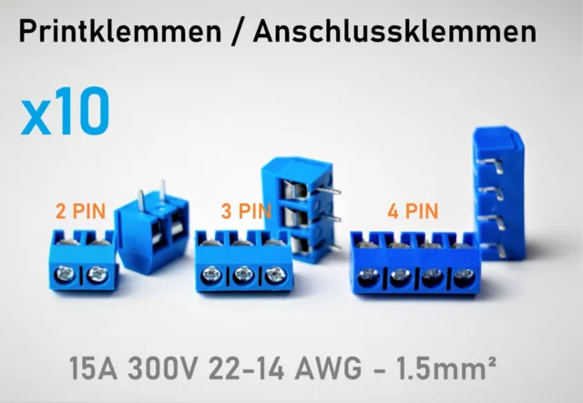 Printklemmen 2,3,4 PIN Anschlussklemmen Leiterplattenklemme Klemme Block PCB