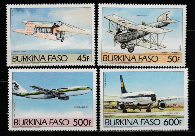 Burkina  Faso  avions anciens et modernes 1985  num 647/48 et PA 286/87  **