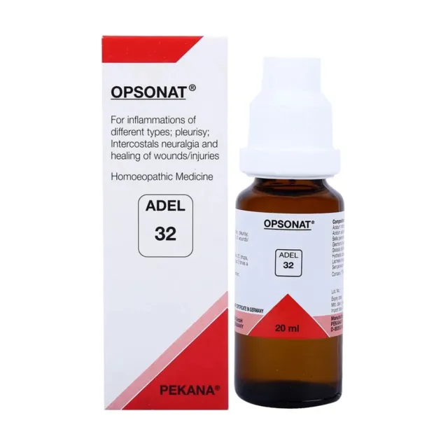 Paquete de 5 Adel Homeopática 32 (Opsonat) 20 ml para inflamación de diferentes tipos