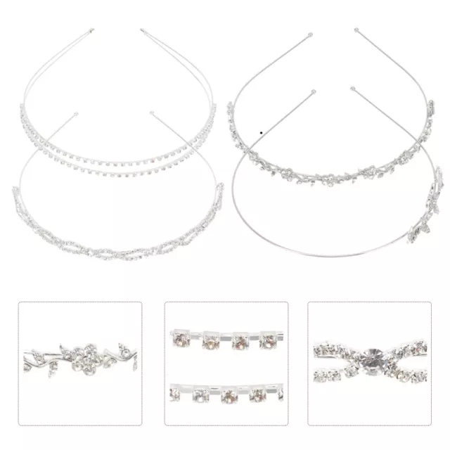 4 Pcs Rhinestone Bridal Headband Metal Miss Pearl Tiara Decor Hair Decorations