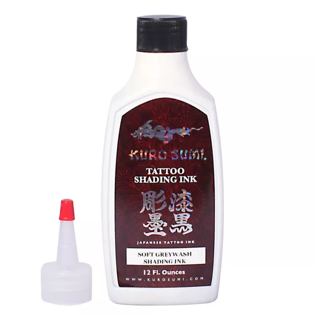 Kuro Sumi Tattoo Tinte - WEICHE GRAUE WASCHUNG 12oz - Originalflasche zur Schattierung schwarz