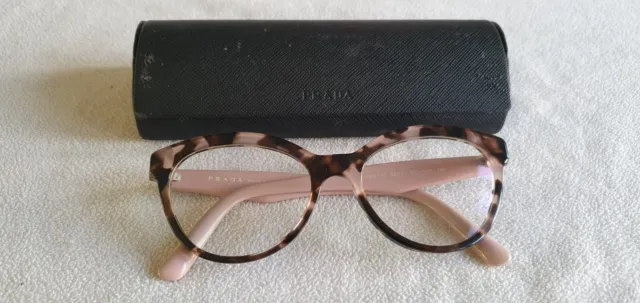 Prada pink / brown cat's eye glasses frames. VPR 11R ROJ-1O1. With case.