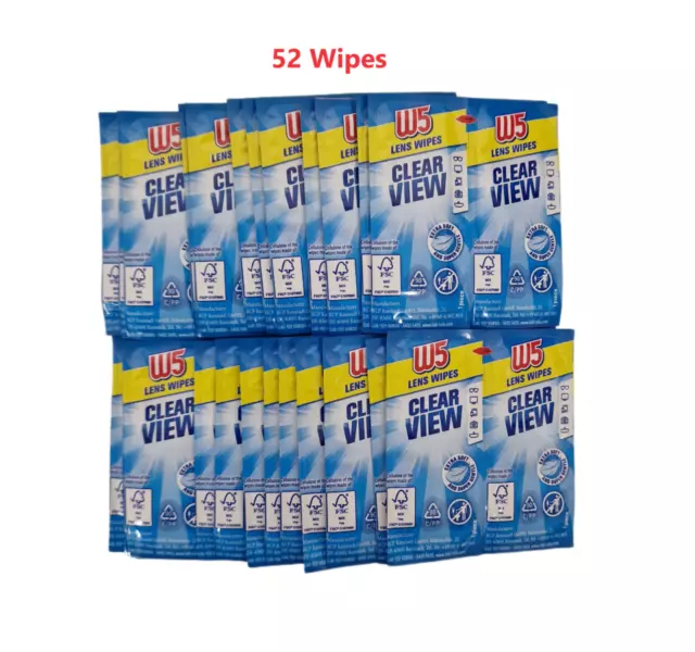 W5 Cleaning Wet Wipes 52 pcs in box for Glasses
