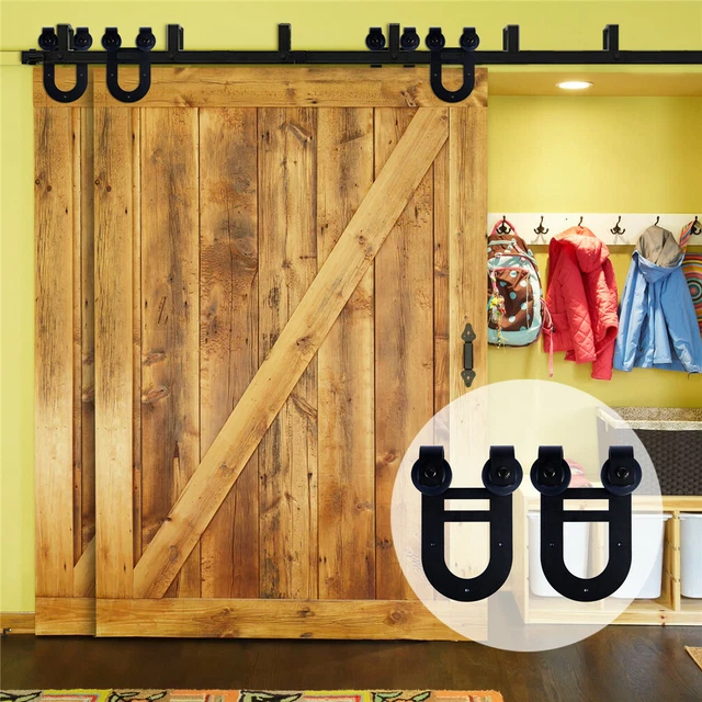 4-20 FT Sliding Barn Door Hardware Kit for Single/Double/Bypass Horseshoe Roller