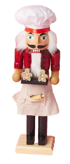 Wooden Christmas Nutcracker,14", CHEF/BAKER WITH GINGERBREAD MEN,Sincerely Santa