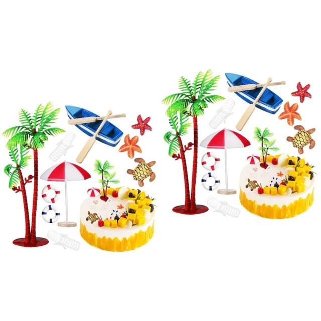 20 pz decorazioni torta a tema spiaggia oceano palma barca ombrellone torta