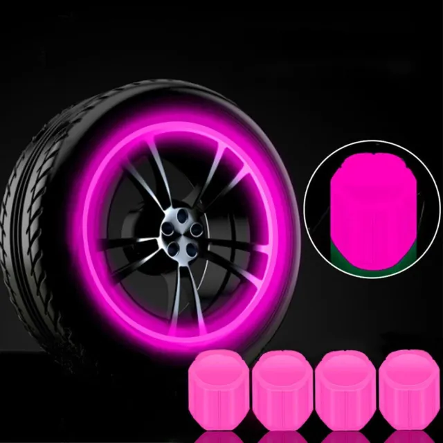 Aggiorna i tuoi pneumatici 4 nuovi coperchi stelo valvola rosa fluorescente per la tua auto