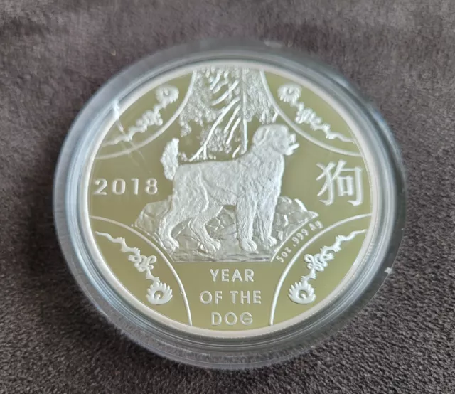 2018 10 $ Australian Year of the Dog 5 oz PP/proof, Royal Australian Mint, Lunar