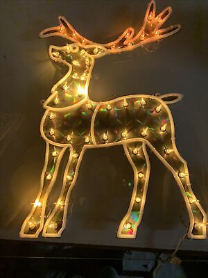 Decoración de ventanas de renos iluminados de Navidad de colección entrada/salida 20x14"" holográfica