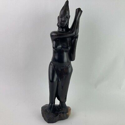 Carved Wood African Woman Statue Tribal Art 13” Nude Figurine Hand Tribe