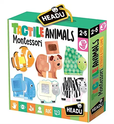 Headu Tactile Animals Montessori Educational Touch and Feel Puzzle Game for Kids