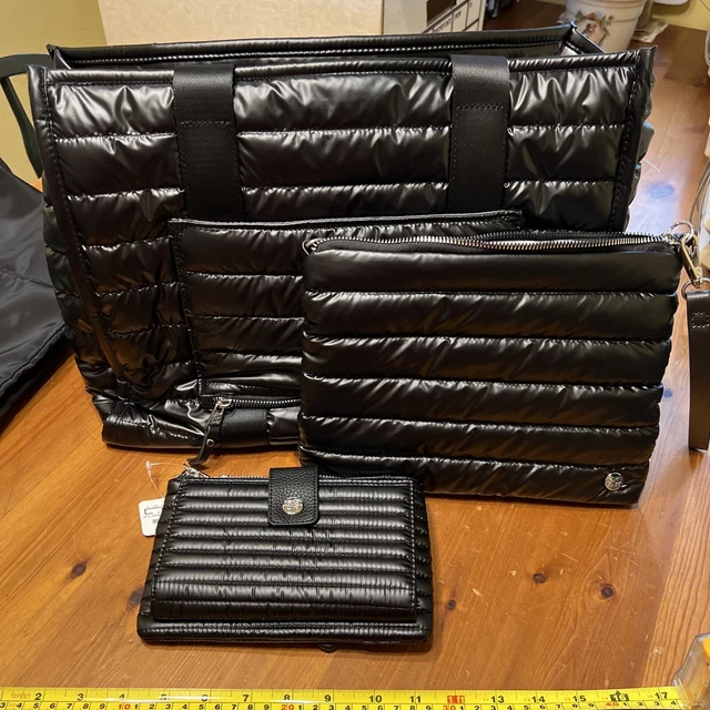 Samantha Brown Shiny Black To Go Tote Crossbody Wristlet Wallet NWT Work Trolley