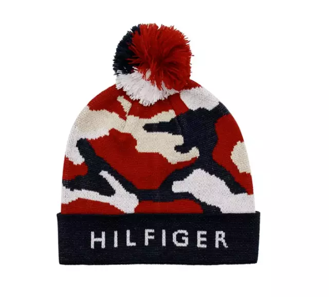 TOMMY HILFIGER Boy`s Beanie Pompom hat TH Logo Youth Size 8/16