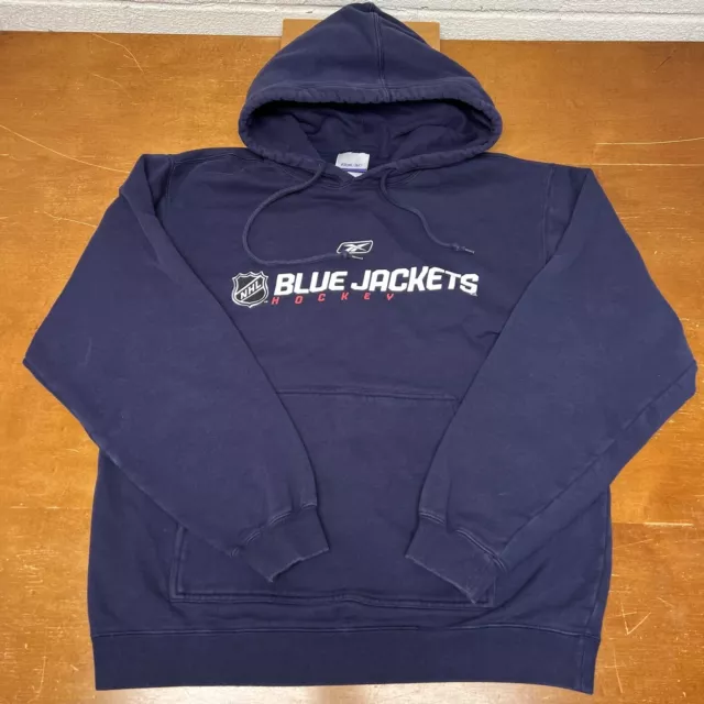 Columbus Blue Jackets Hoodie Mens Medium Blue Long Sleeve Sweatshirt NHL Reebok