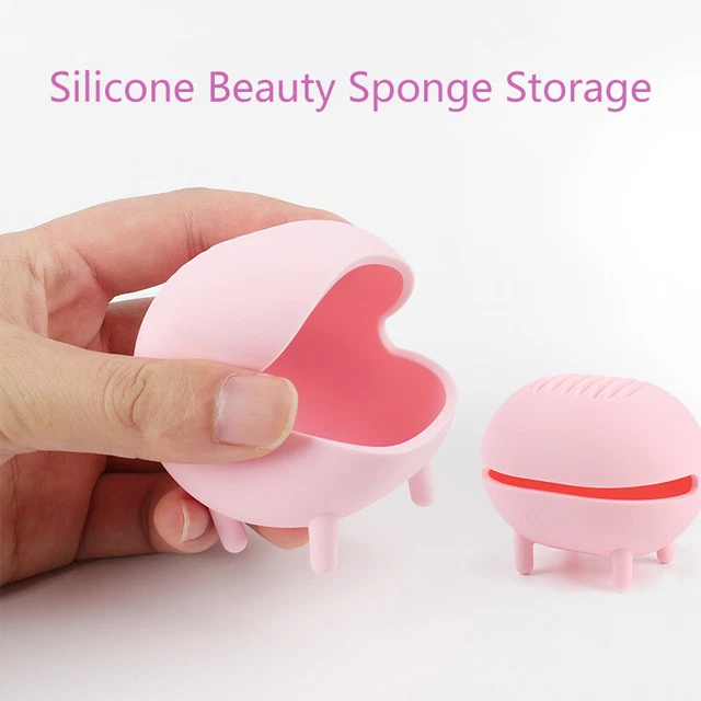 Estuche de almacenamiento con soporte de secado de esponja de belleza maquillaje esponja soporte para huevos estuche de viaje y