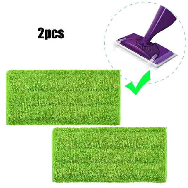 2pcs Riutilizzabile Microfibra Mocio for Swiffer Umido Jet Pastiglie Verde Nuovo