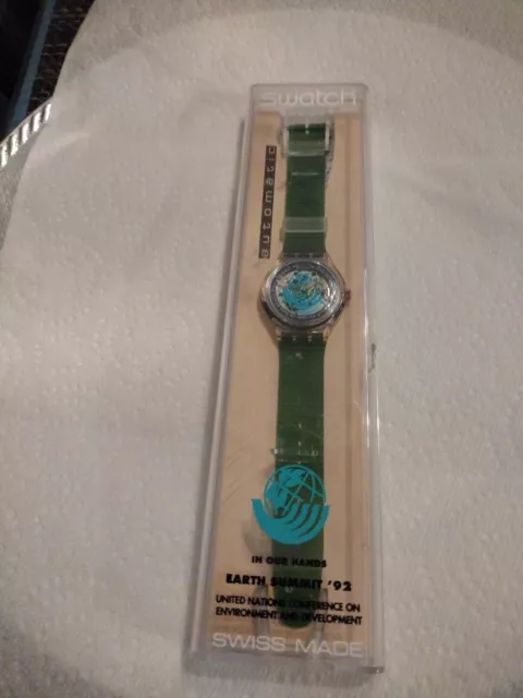 NOS Vintage Swatch In Our Hands Earth Summit 92 Automatic Ref. SAK102 Wristwatch