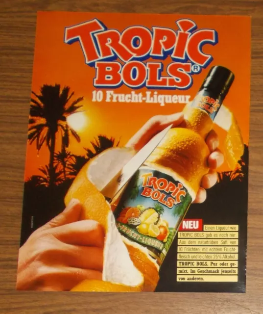 Seltene Werbung TROPIC BOLS 10 Frucht-Liqueur 1987