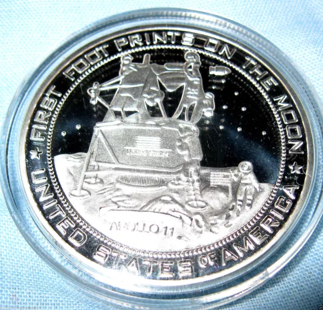 Moon Landing Silver Coin Apollo 11 Star NASA Wars Trek Space NASA Astronomy Old