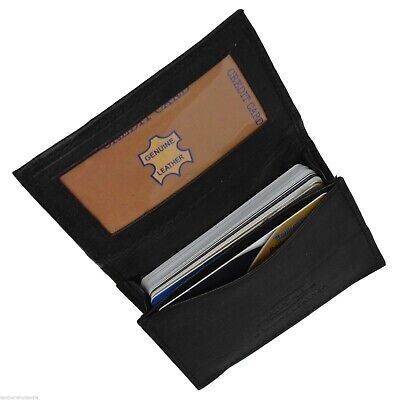 Leather Credit Card & ID Holder Slim Design Black Men's Wallet MARSHAL!!!