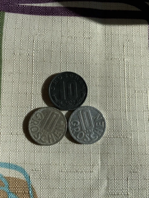 3 Coins Austria 1948, 1959, 1978 10 Groschen