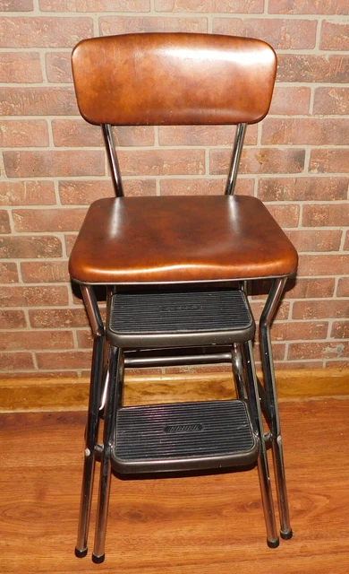Vintage Retro MCM Cosco Folding Step Stool Chair Pull Out Steps