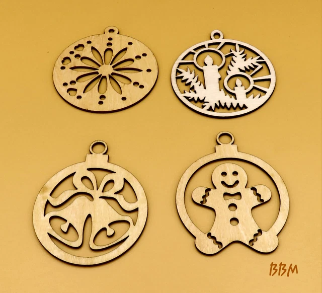 LOT DE 4 boules de Noel decoupees an laser EUR 9,99 PicClick FR