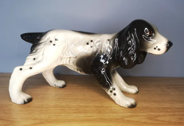 Trentham Art Ware Black and White Spaniel Dog Figurine