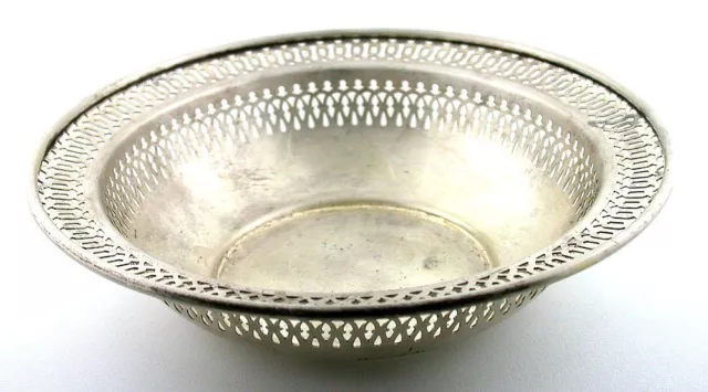 5 Inch Antique Manchester Silver Company  Reticulated Sterling Silver Bowl  AS36