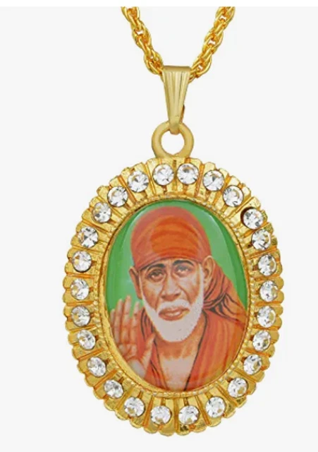 Indian Traditional Brass Gold Plated Shirdi Sai Baba Pendant