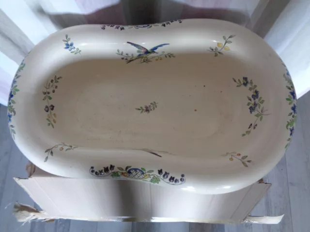 ancien bidet art populaire faïence CLERY FRANCE LONGCHAMP terre de fer