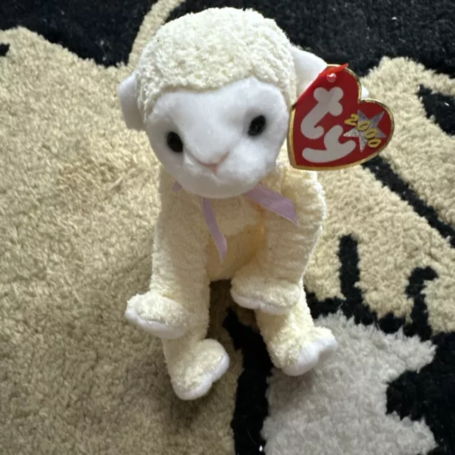 Ty Beanie Baby Fleecie Lamb 2000 6th Generation White Easter