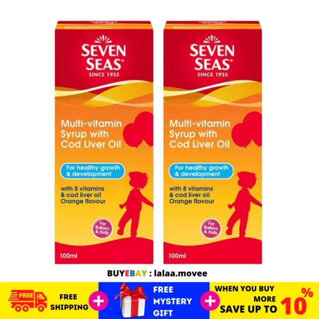 2 X Seven Seas Multivitamin Syrup With Cod Liver Oil Orange Flavor For Kid 100ml