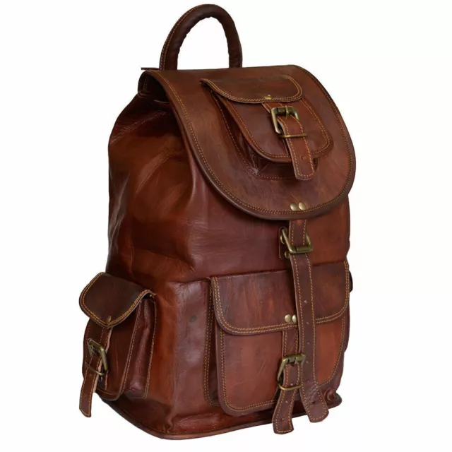 Mens Genuine Leather Vintage Laptop Backpack Rucksack Messenger Bag Satchel NEW