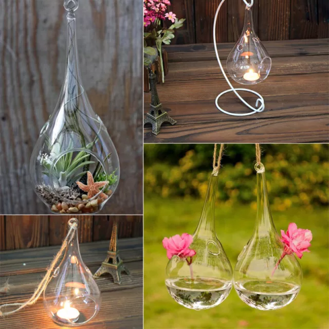 Clear Hanging Glass Bauble Tealight Candle Holder Wedding Garden Festive Decor