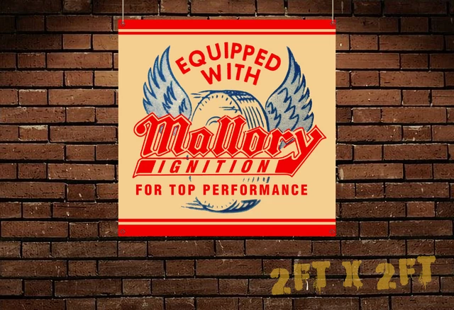 1960s 2x2 Mallory Ignition Garage Banner Hot Rod Dragster Poster Flathead