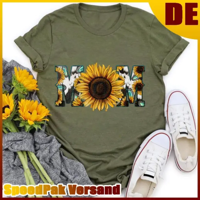 ❥ T-shirt girasole mamma collo rotondo-018310 - verde esercito-L