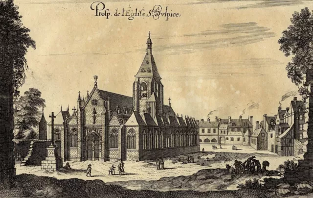 Matthäus Merian Paris Eglise Saint Sulpice gravure originale XVIIème