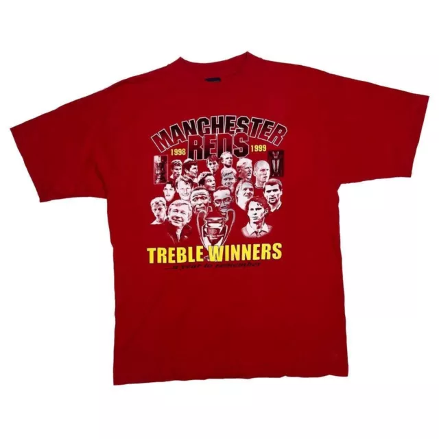 Vintage MANCHESTER UNITED FC “Treble Winners 1998/1999” Football T-Shirt Medium