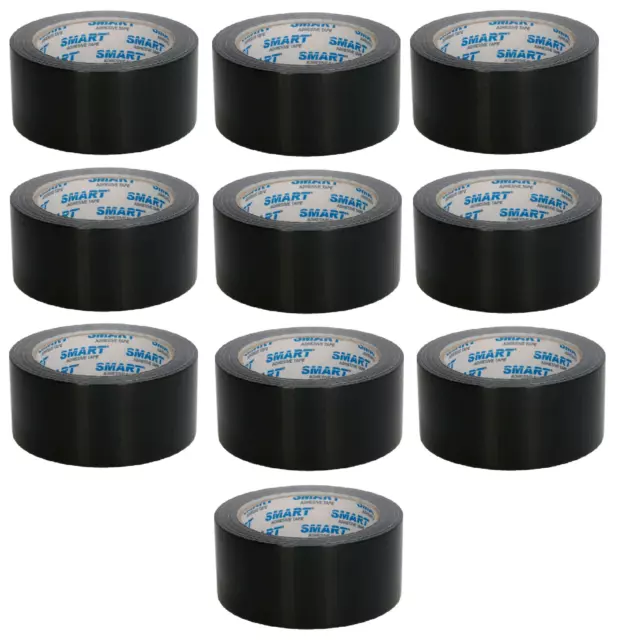 10x Woven Tape Black Packing Tape Duct Tape Repair Tape 48mm X 25m