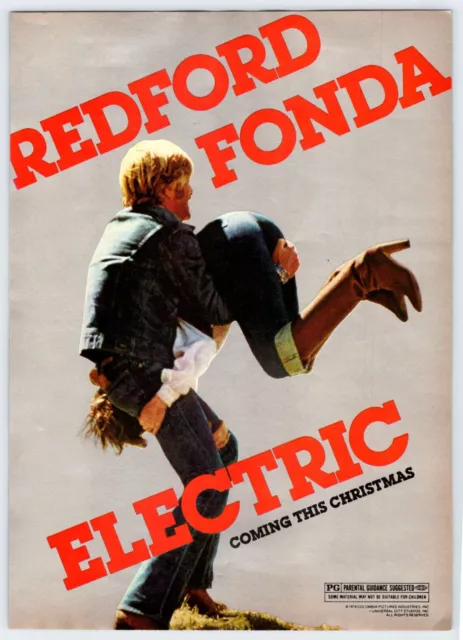 1979 ROBERT REDFORD JANE FONDA ELECTRIC Vintage 8"X11" Magazine Ad 1970's HCF3