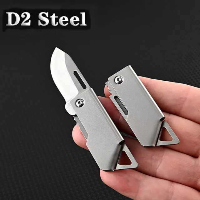 Mini Pocket Folding Knife D2 Steel Blade Outdoor Camping Keychain Knife EDC Tool